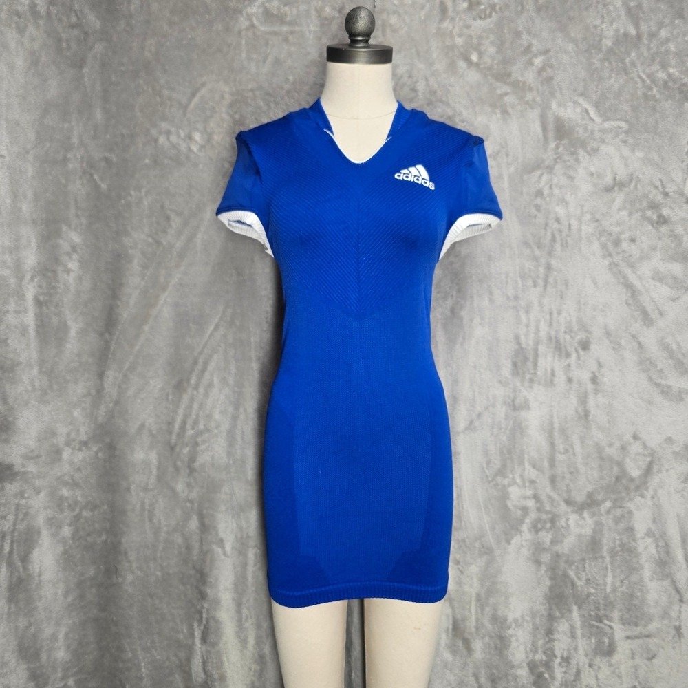 Adidas‎ Football Bodycon Dress Women M Blue White Athletic Fitted Sporty